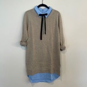 English Factory Combo Shirtdress with Velvet Tie Size Large